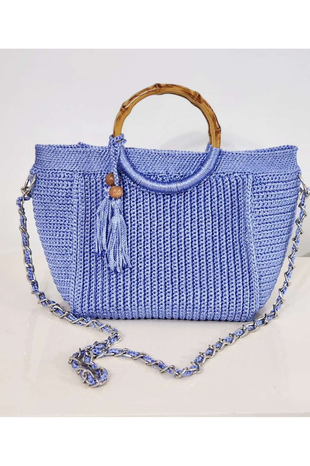 örgü Marsela  Mavi El Çantası , 30*20 Cm El Çantası